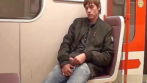 Sleazy teen 18+ Jacking Off In The Subway